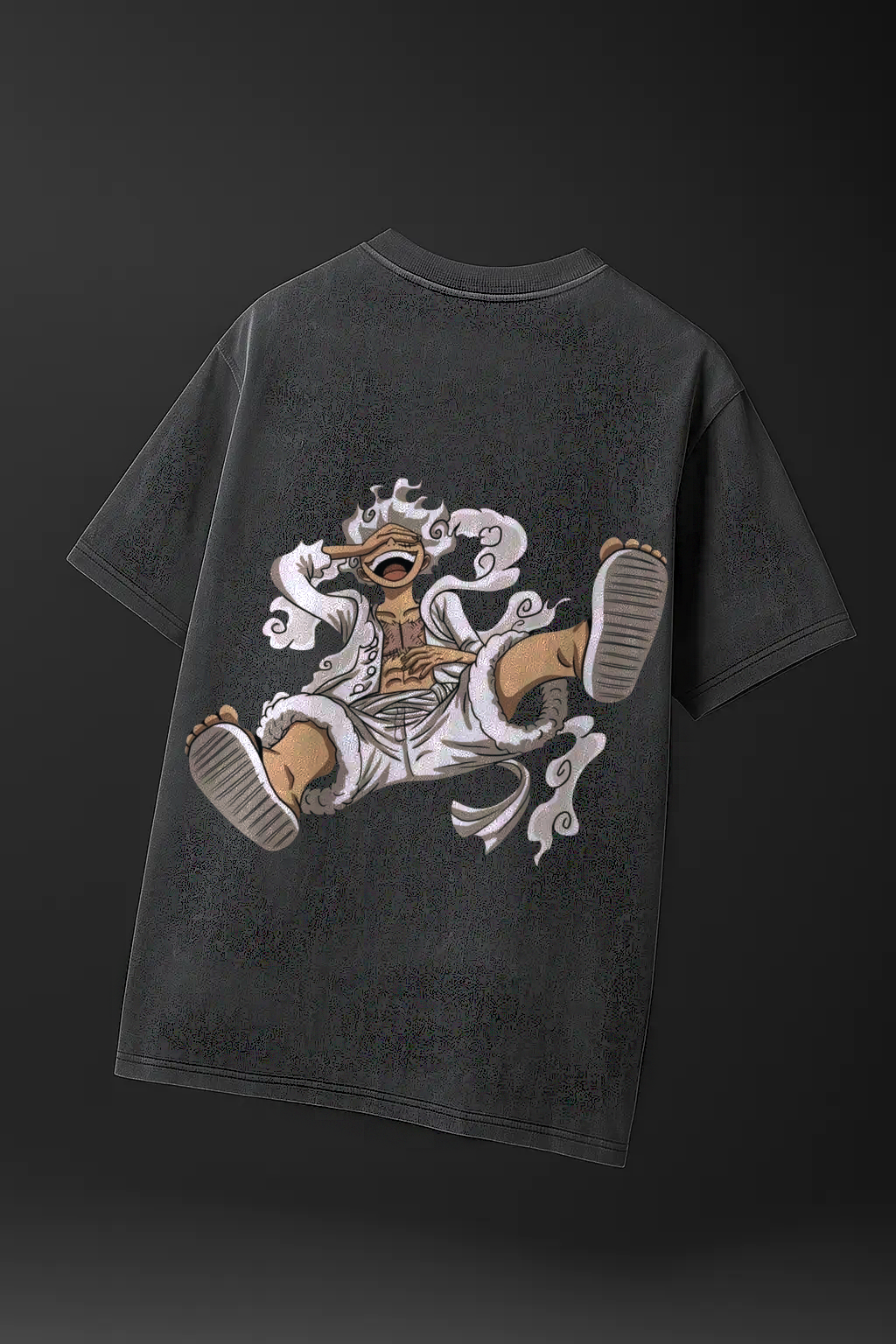 Black acid wash oversized tee with anime character graphic – Cooleo