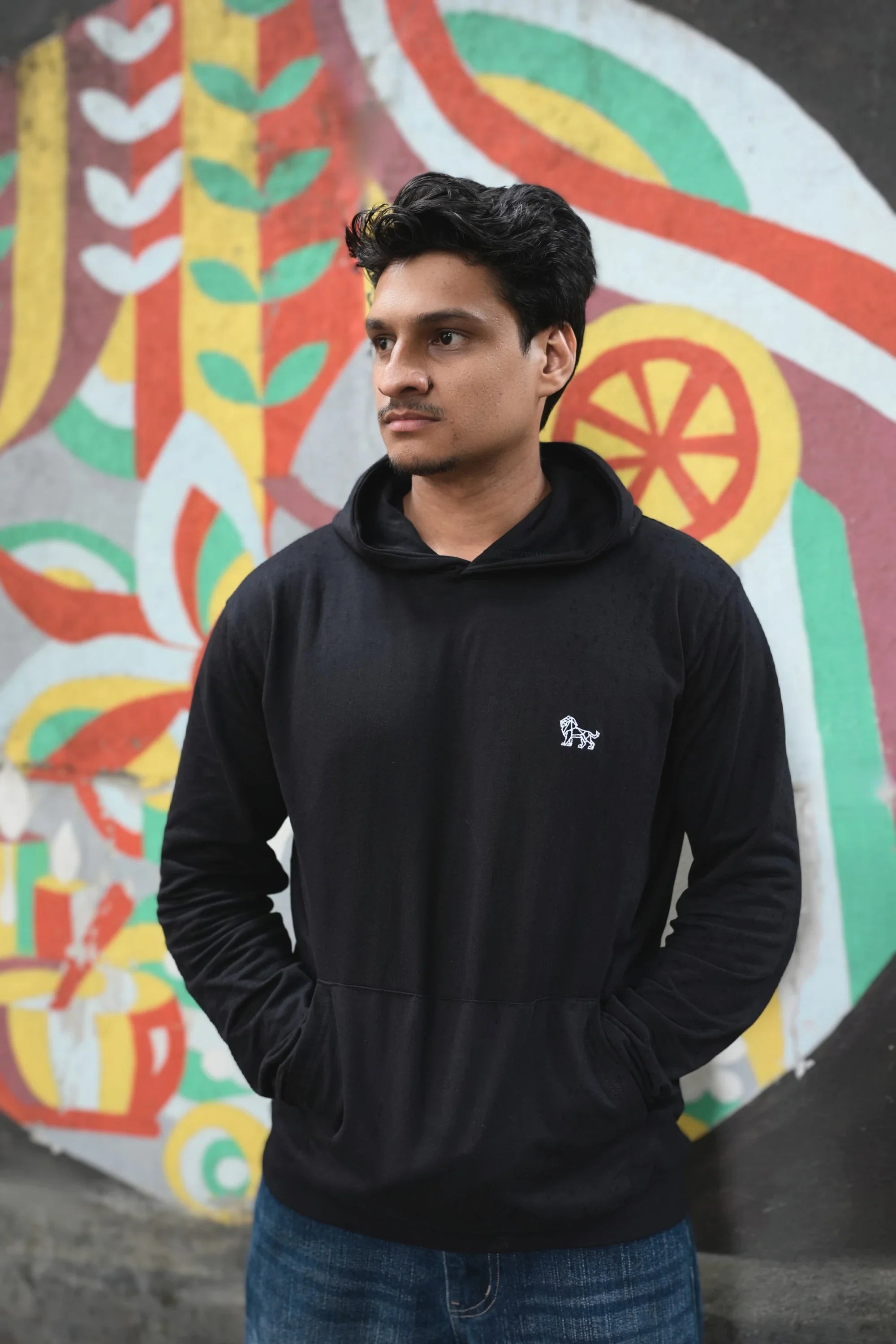 Onyx Dream oversized black hoodie front view – Cooleo India