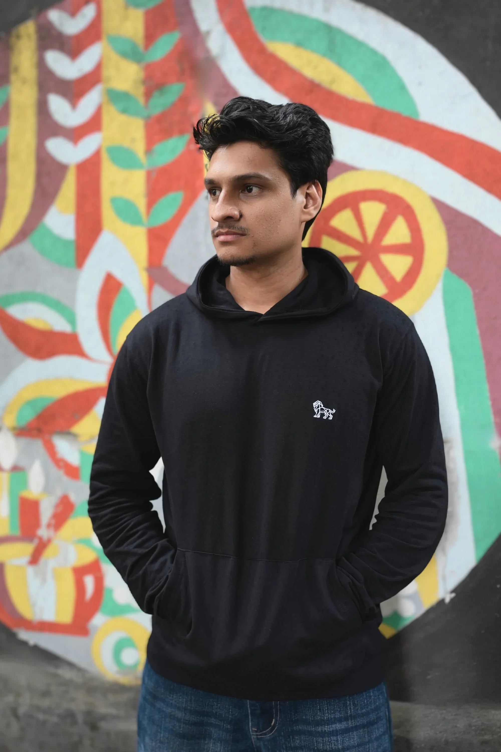 Onyx Dream oversized black hoodie front view – Cooleo India