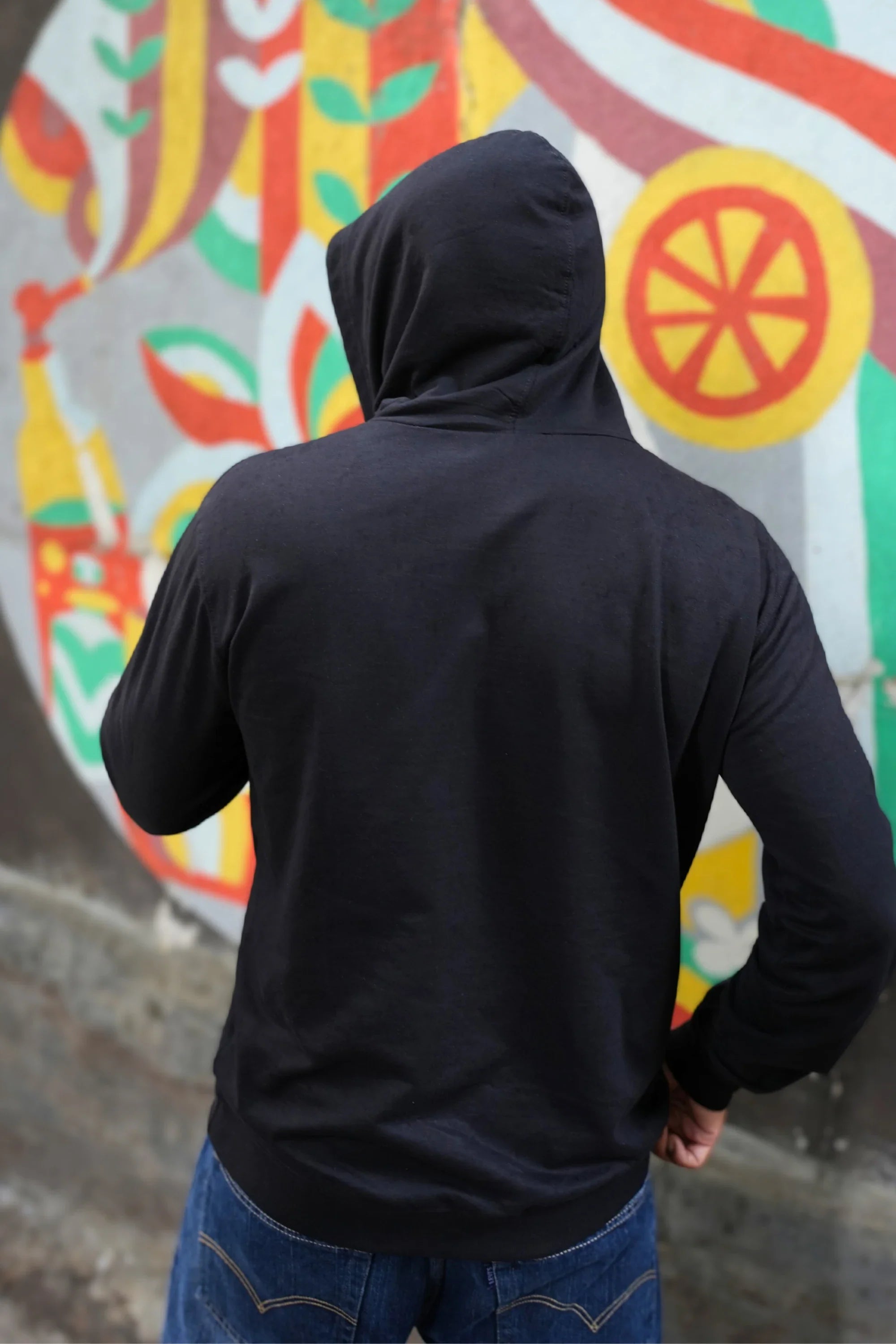 Onyx Dream oversized black hoodie back view – Cooleo India