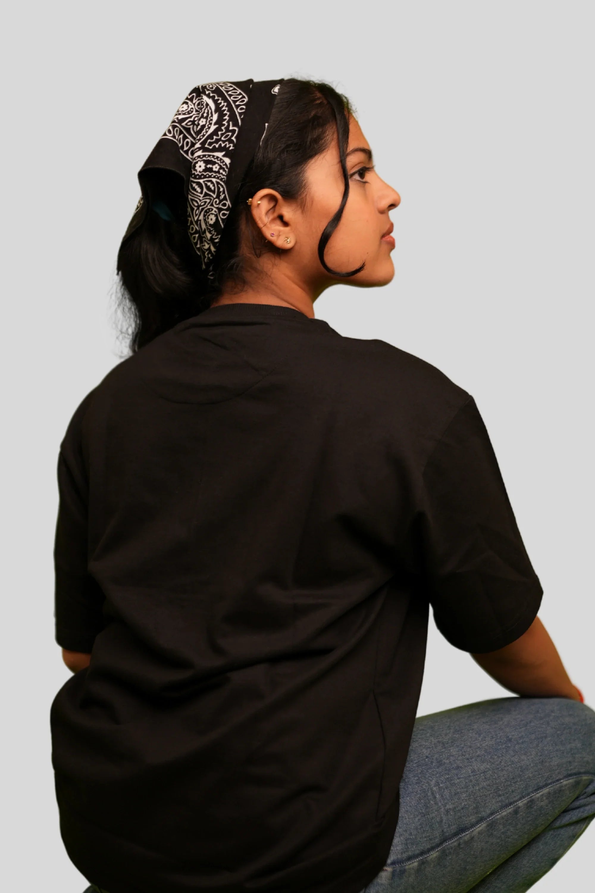 Midnight Luxe oversized black streetwear t‑shirt by Cooleo