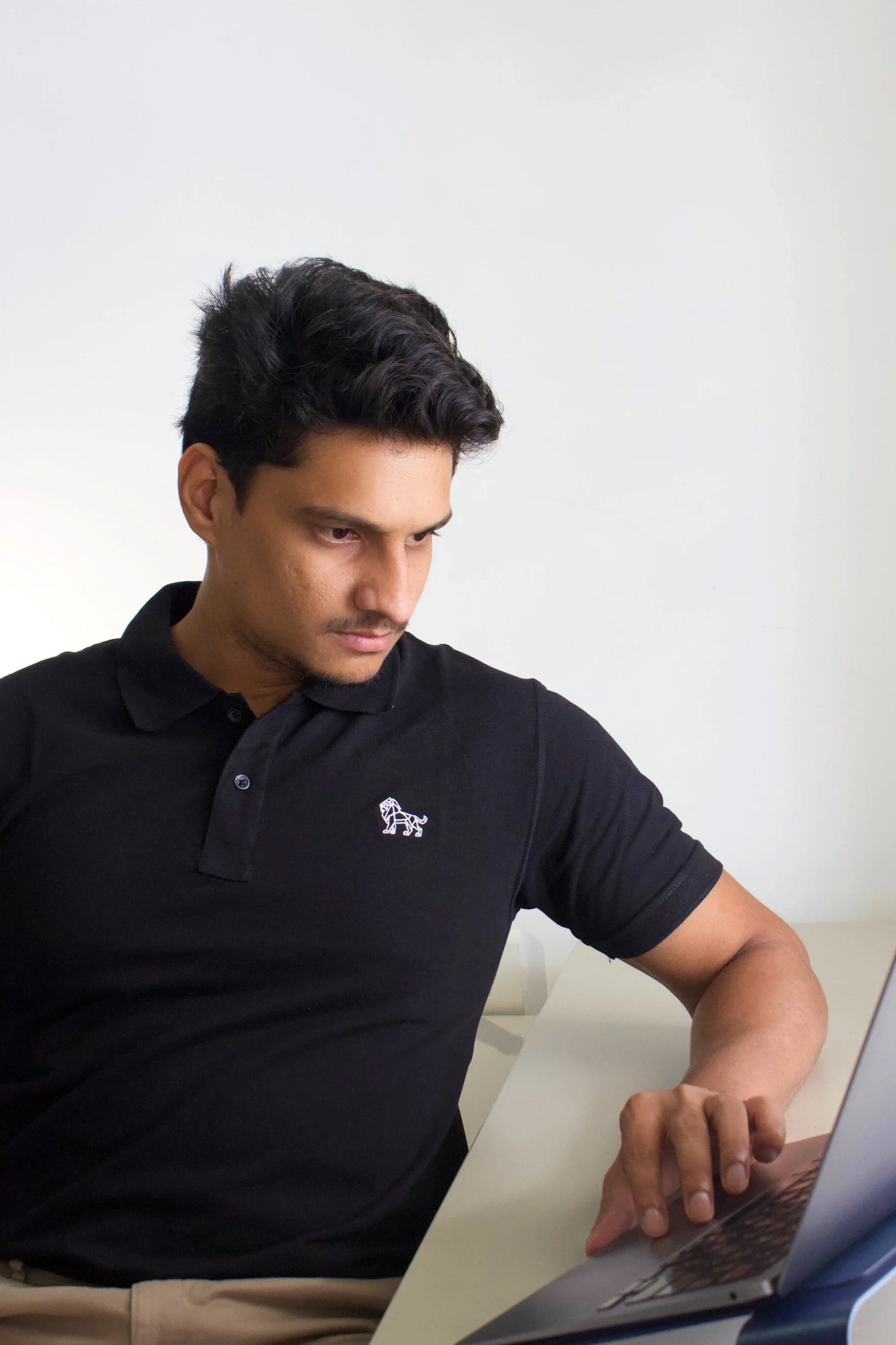 Ebon Luxe black oversized polo t-shirt front view – Cooleo India