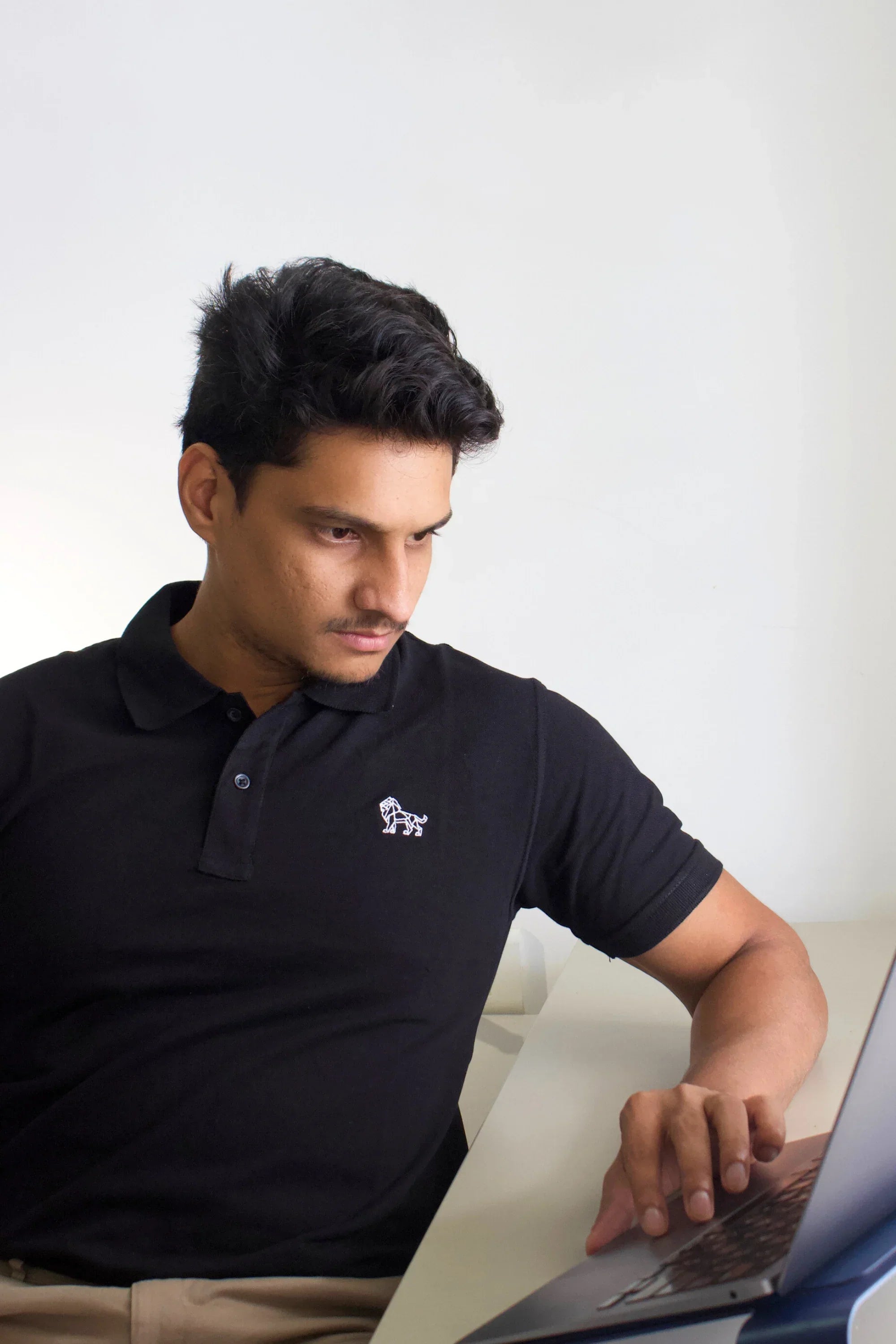 Ebon Luxe black oversized polo t-shirt front view – Cooleo India