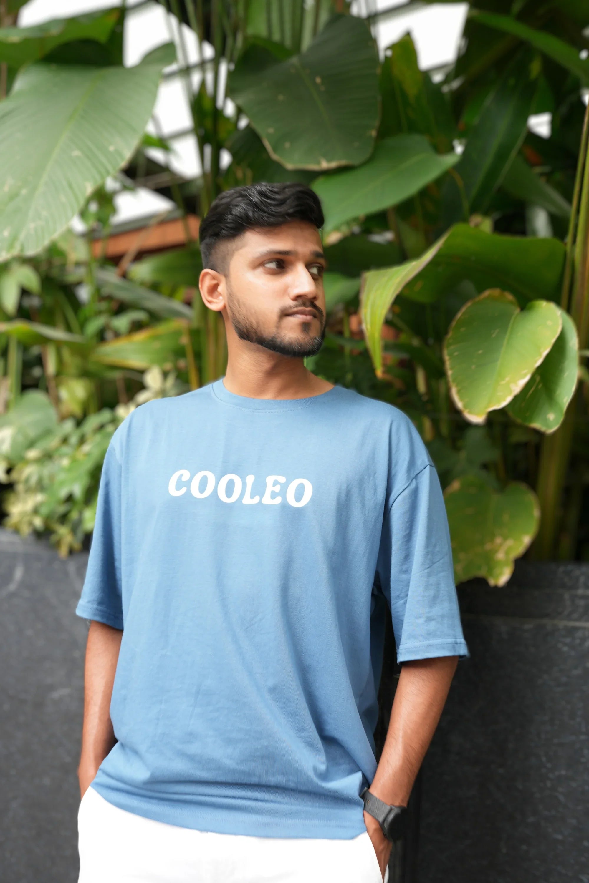 Fearless Blue Mist oversized blue t-shirt front view – Cooleo India
