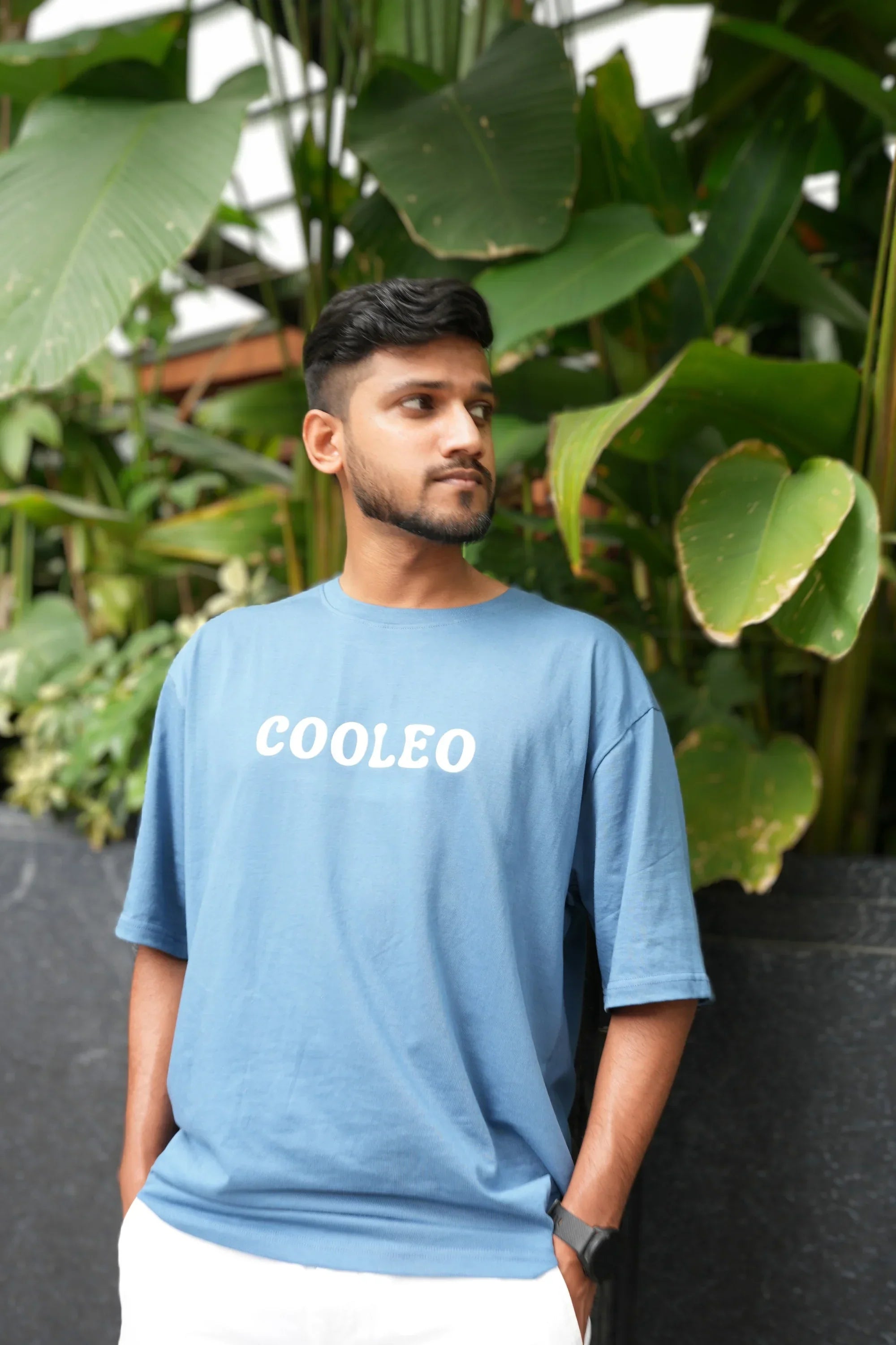 Fearless Blue Mist oversized blue t-shirt front view – Cooleo India