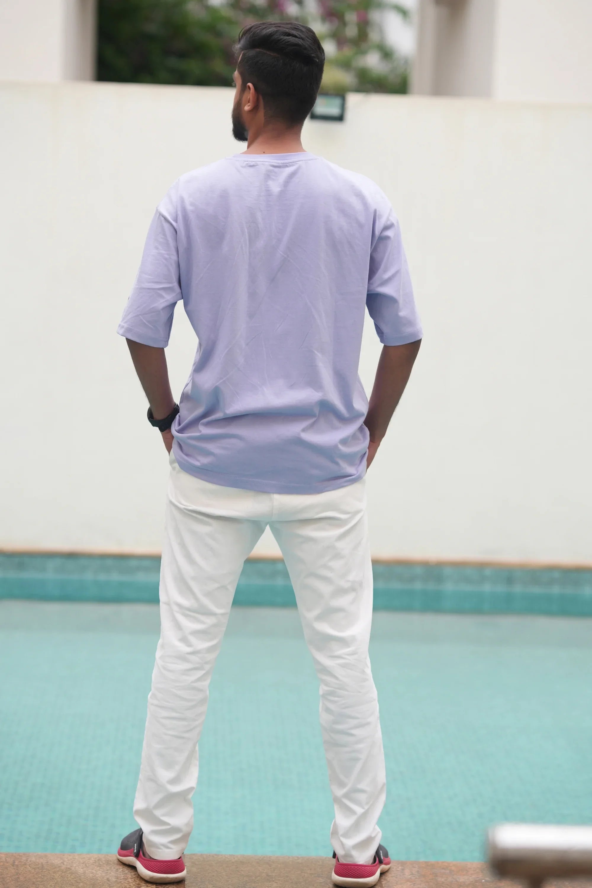 Moonviolet purple oversized t-shirt back view – Cooleo India