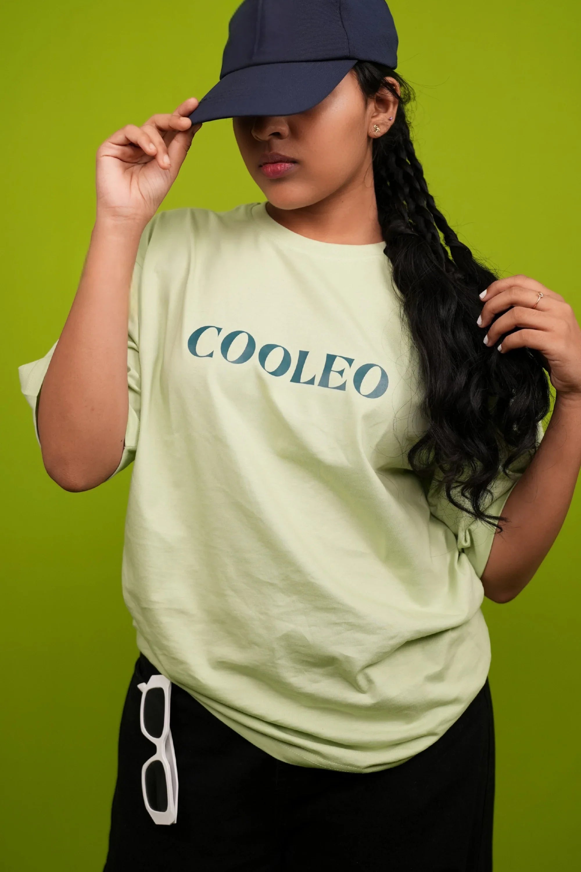 Wave Mint Drift mint green oversized t-shirt front view – Cooleo India