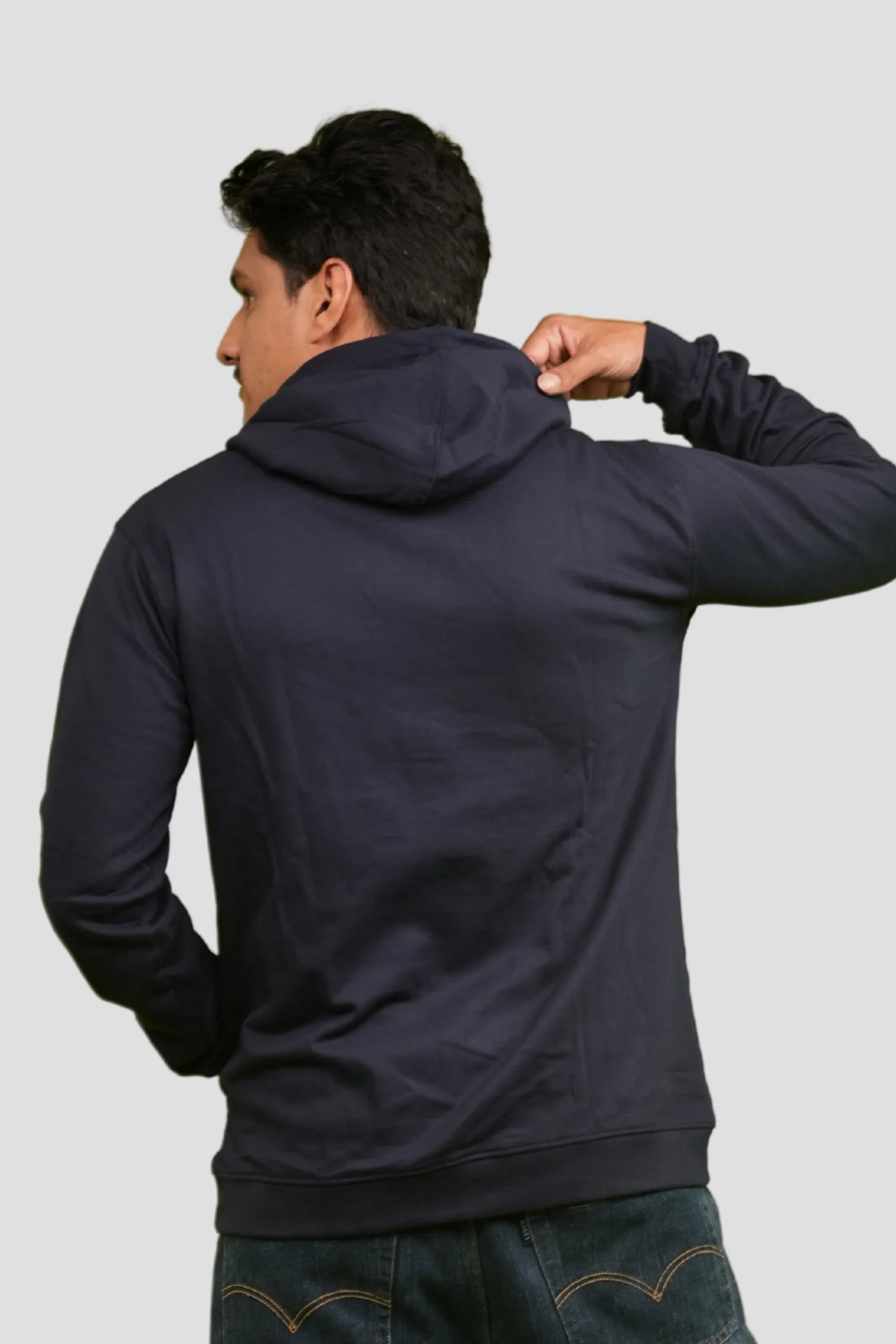 Navy Depth oversized navy hoodie back view – Cooleo India