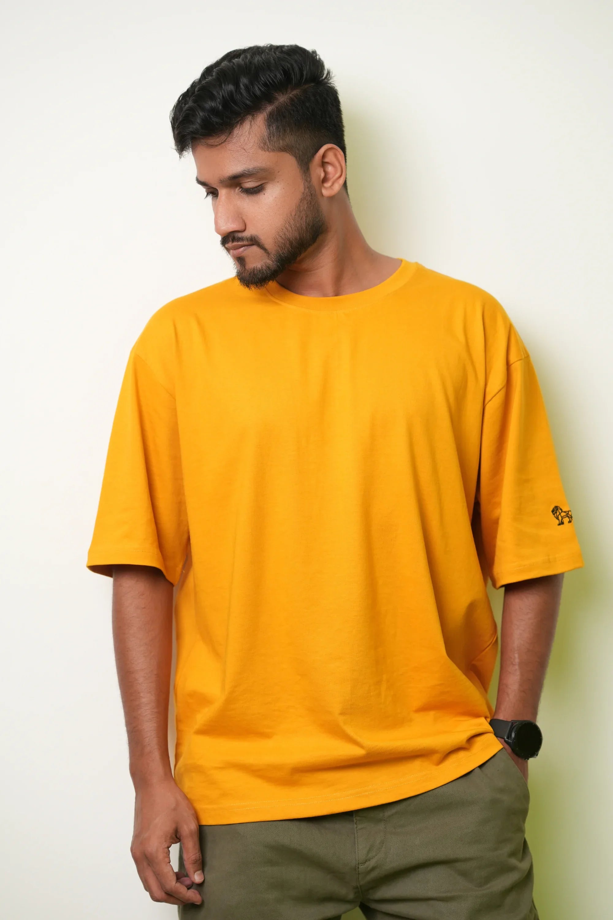 Mind Fusion Golden Hour yellow oversized t-shirt front view – Cooleo India
