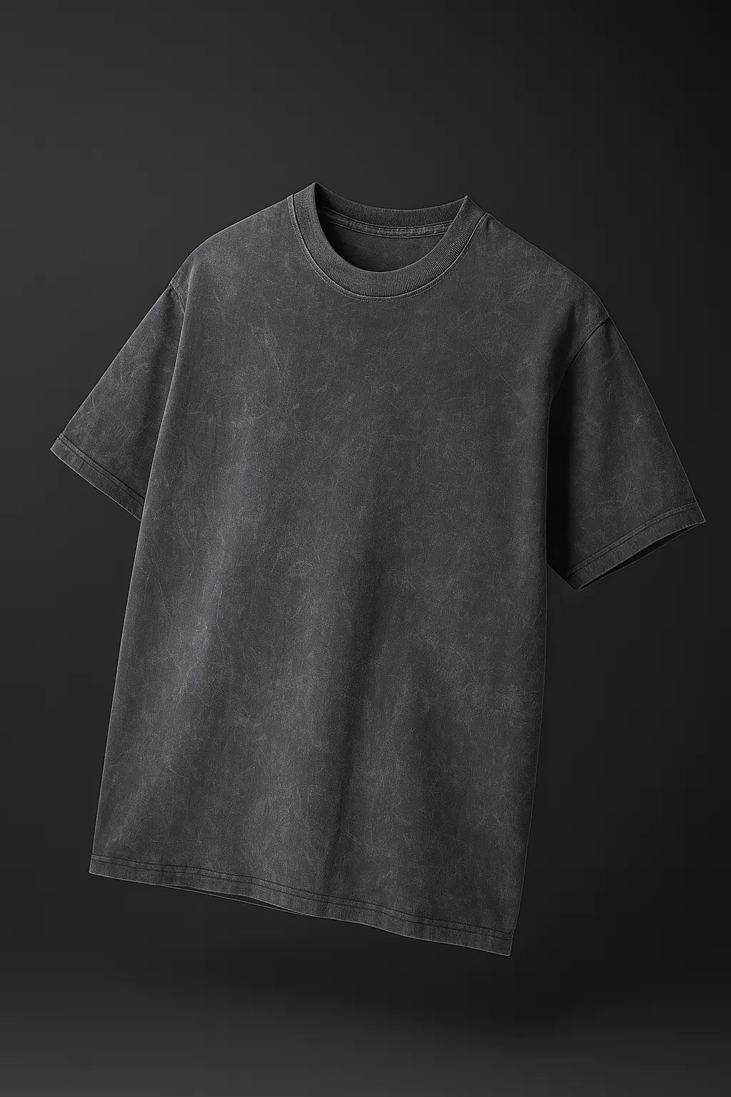 Black acid wash t-shirt front view – Cooleo India