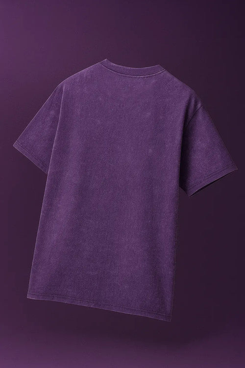 Back view of Amethyst Acid Wash oversized purple t-shirt – premium Cooleo fit