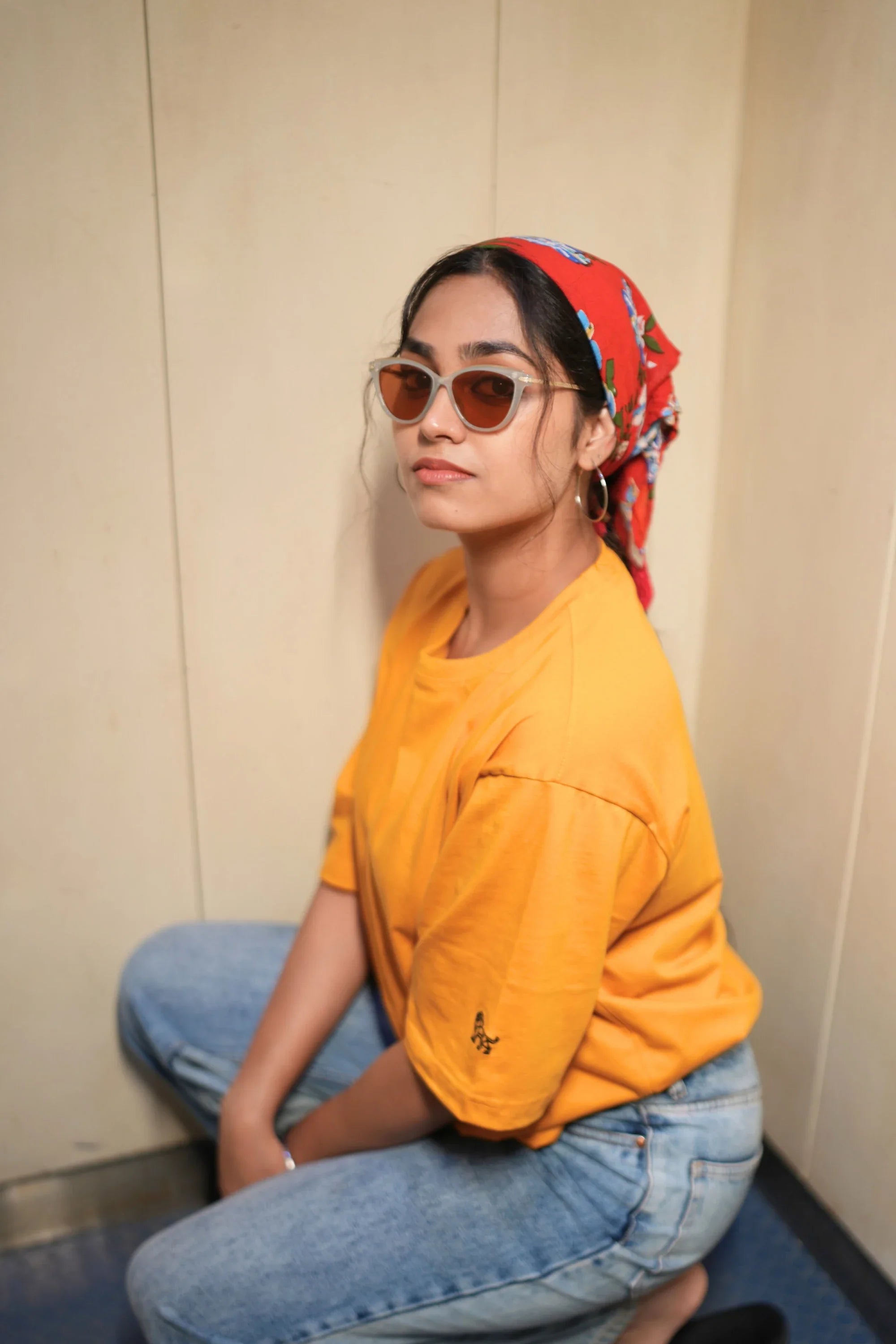 Side view of Golden Hour yellow oversized streetwear tee – Cooleo