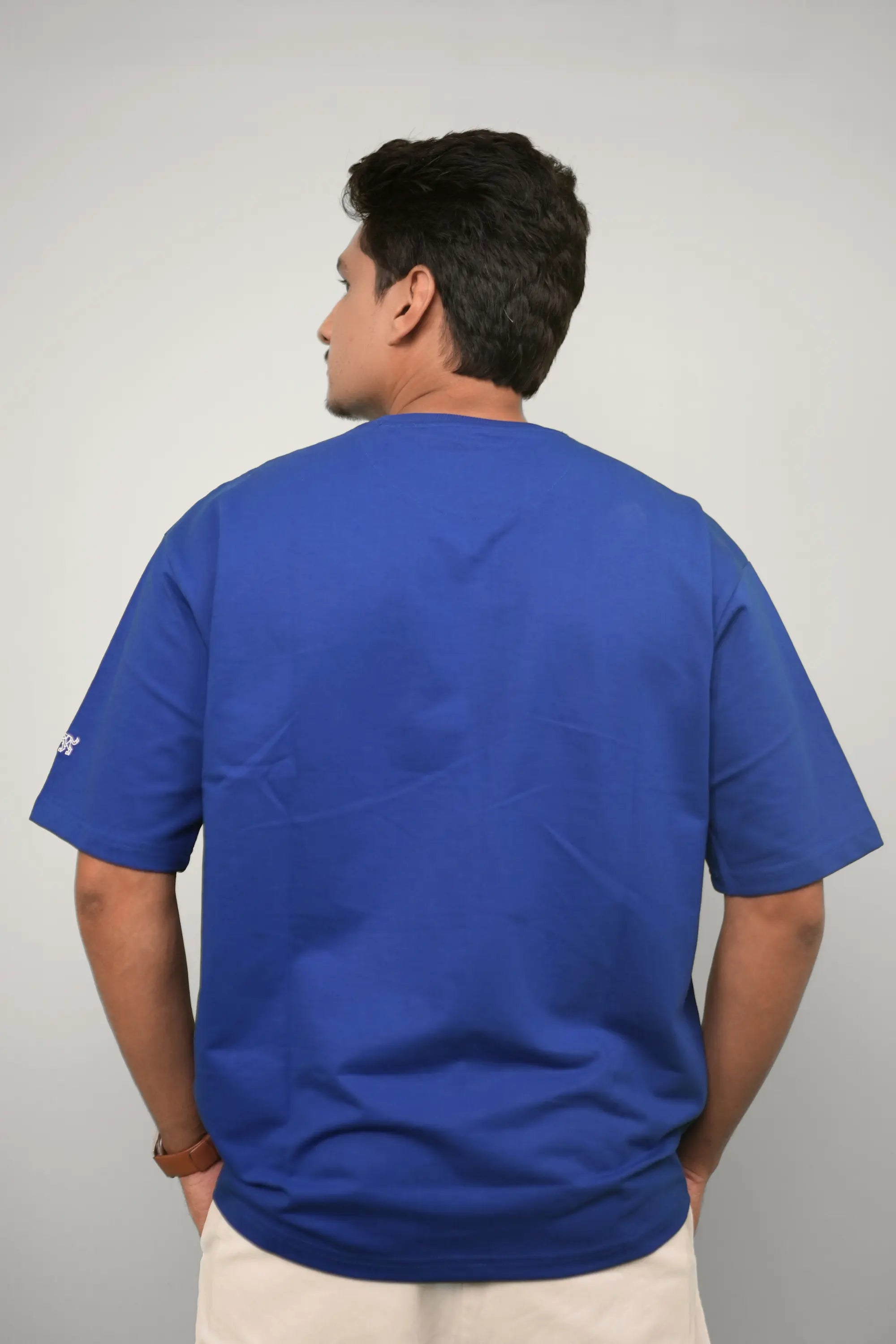 Royal Drift blue oversized t-shirt back view – Cooleo India