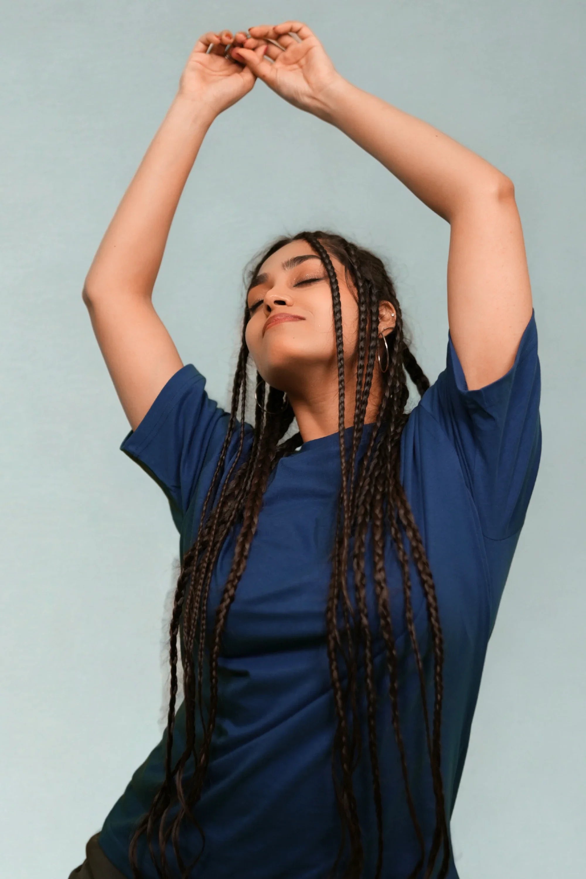 Stormblue blue oversized t-shirt front view – Cooleo India