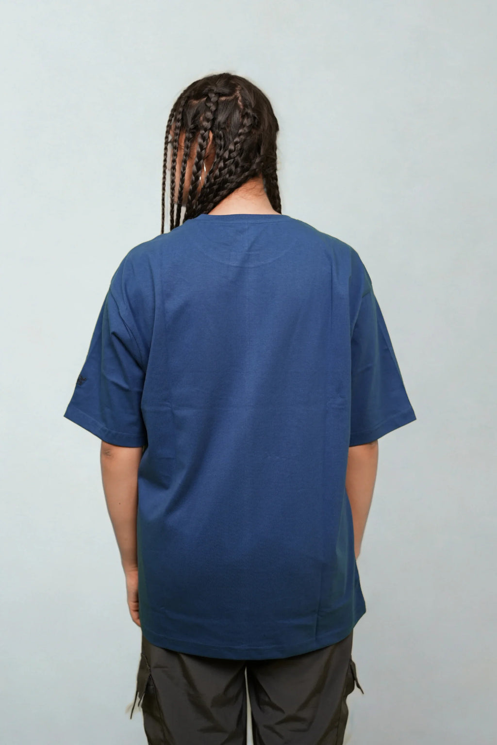 Stormblue blue oversized t-shirt back view – Cooleo India