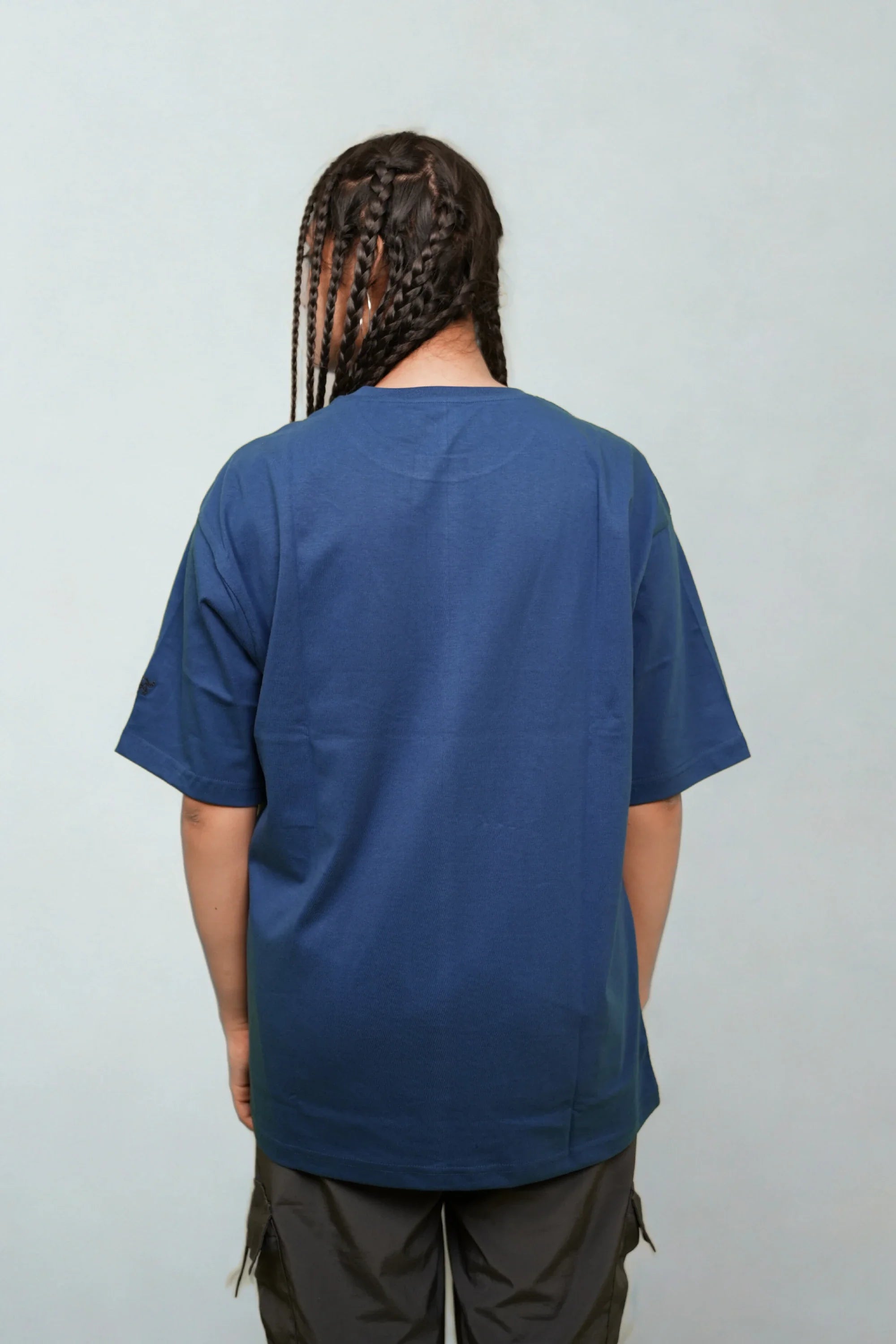 Stormblue blue oversized t-shirt back view – Cooleo India