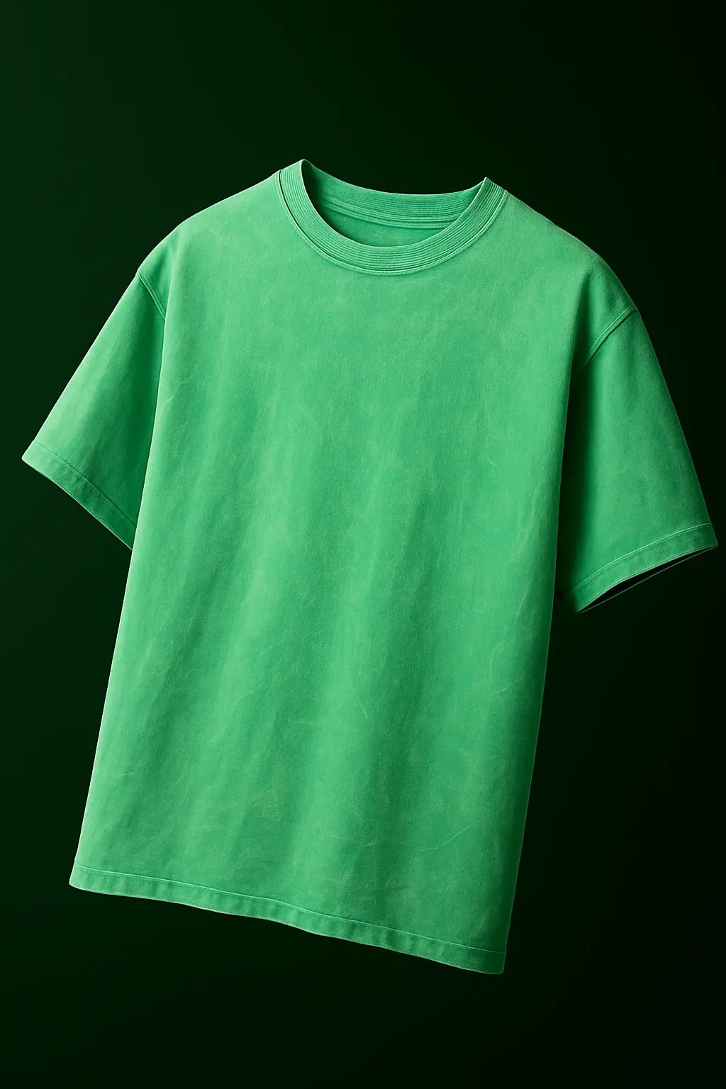 Green acid wash t-shirt front view – Cooleo India