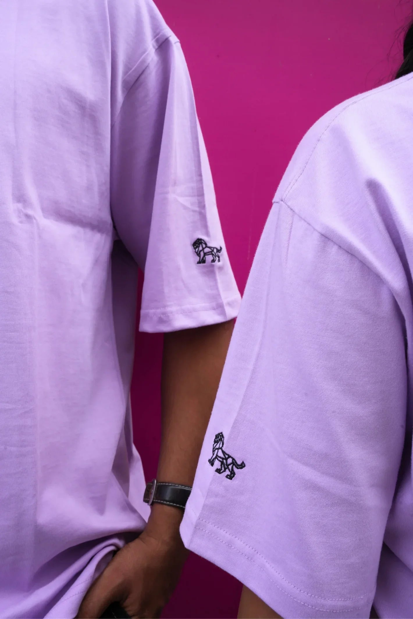 Side view of Rebel Mauve Shadow lavender oversized streetwear tee – Cooleo