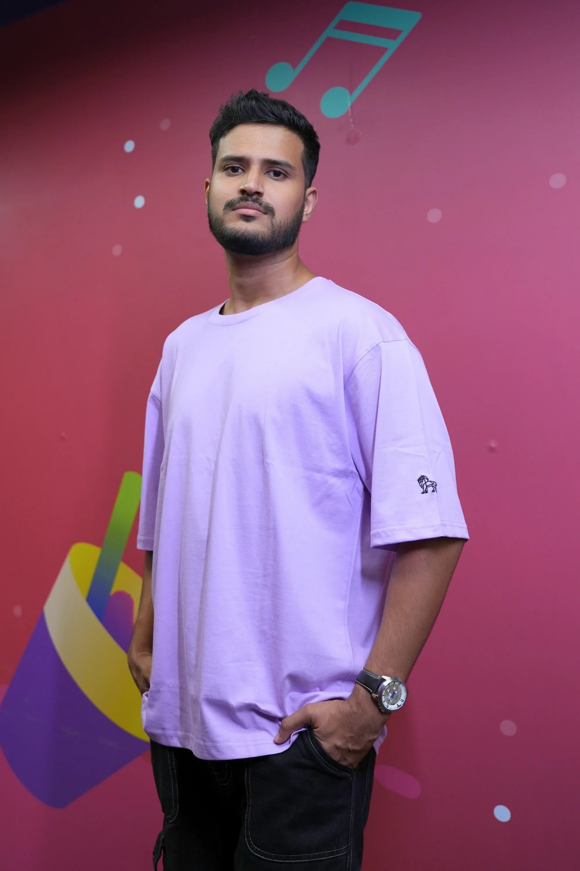 Mauve Shadow lavender oversized t-shirt front view – Cooleo India