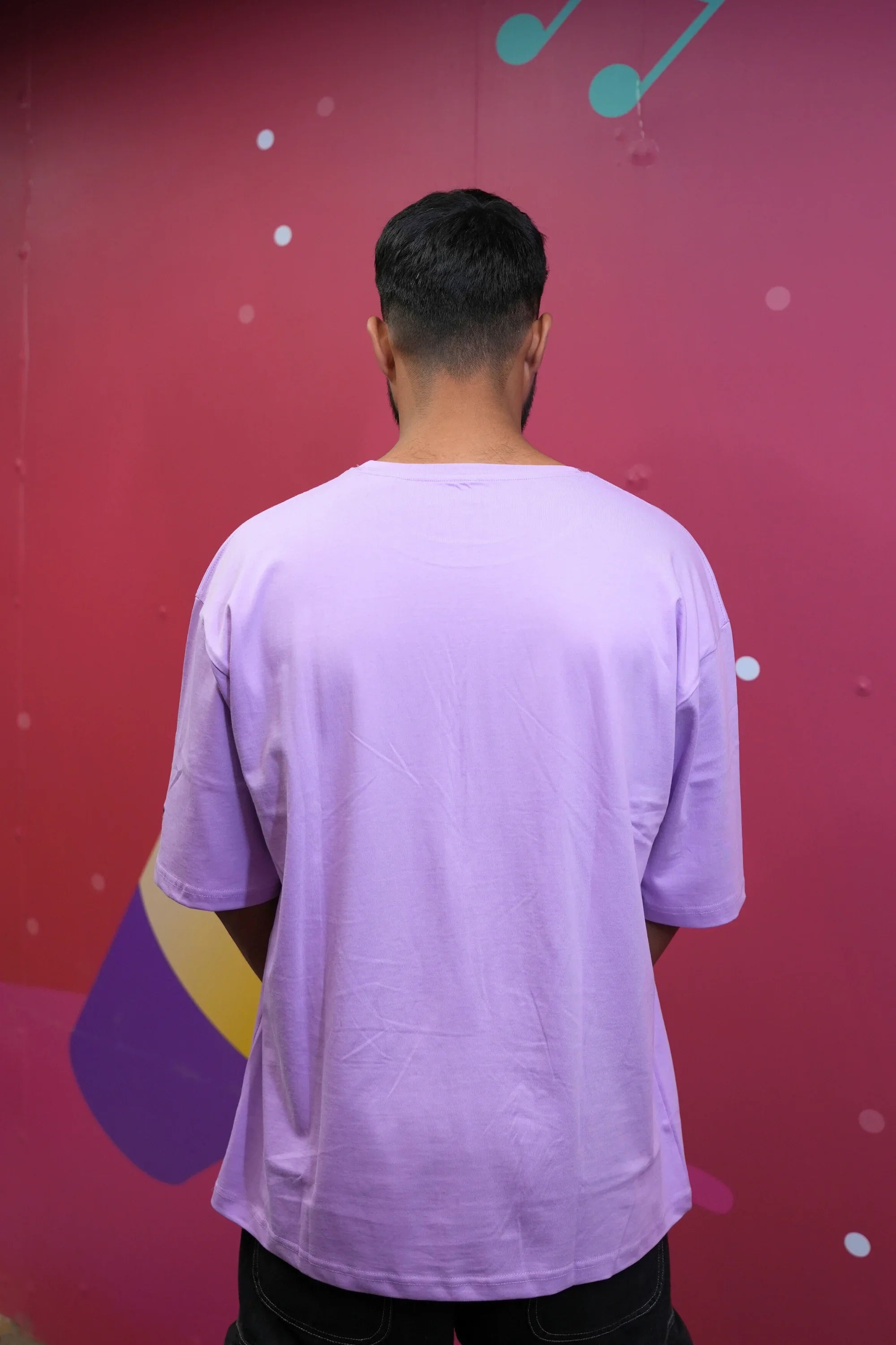 Mauve Shadow lavender oversized t-shirt back view – Cooleo India