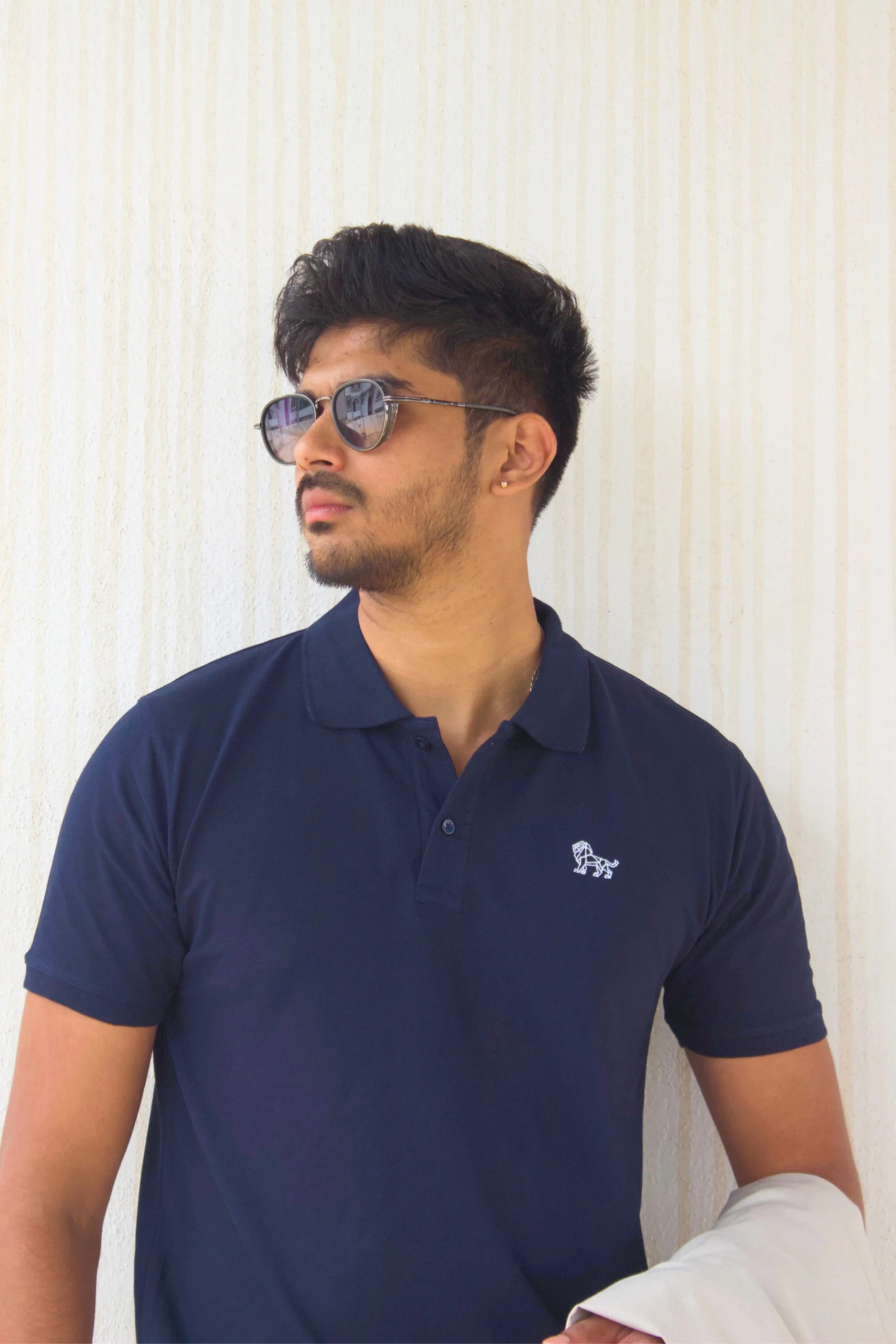 Oxford Blue oversized polo t-shirt front view – Cooleo India