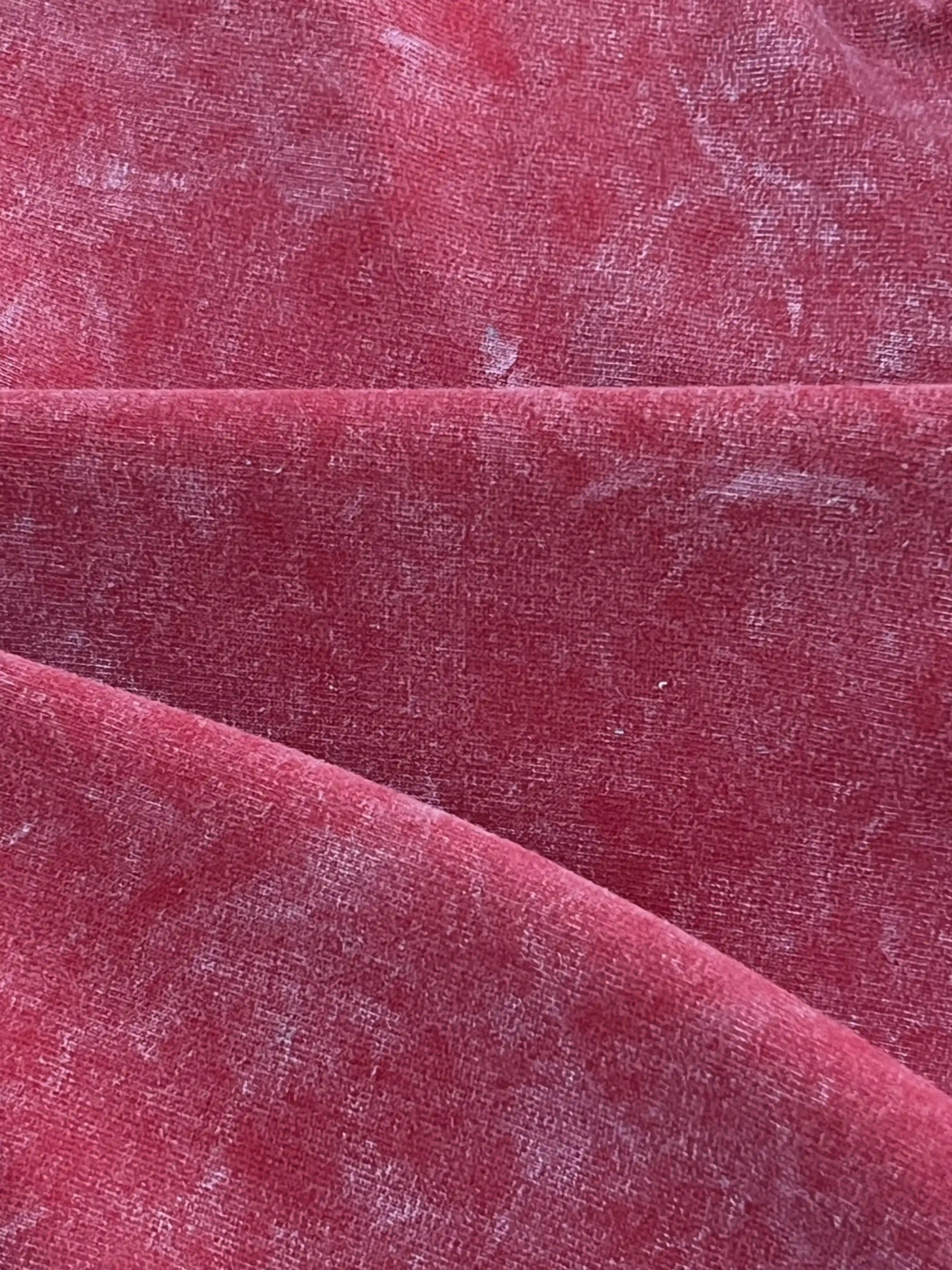 Red acid wash t-shirt close-up view – Cooleo India