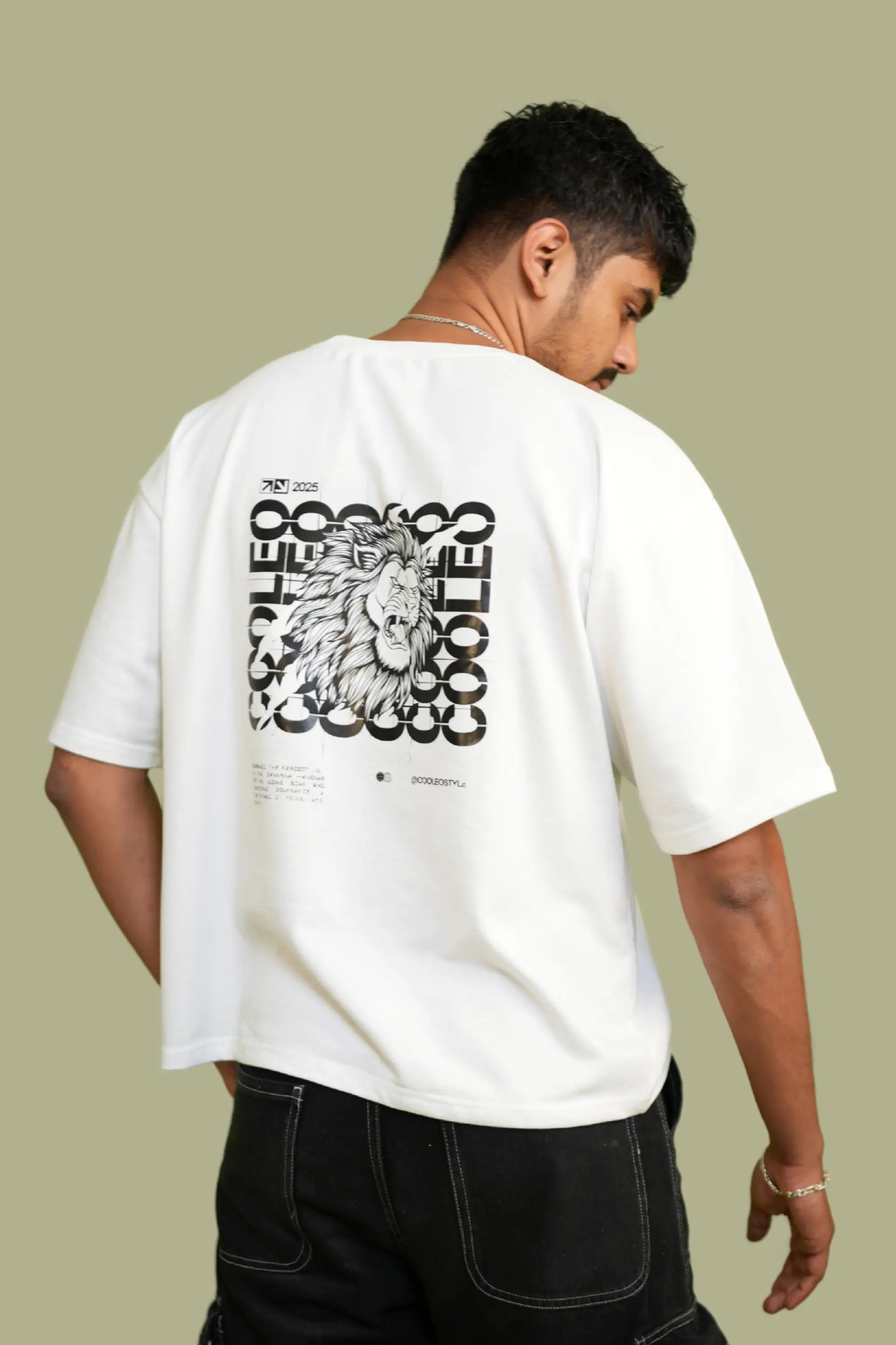 Snowbound Alpha white oversized crew back view – Cooleo India